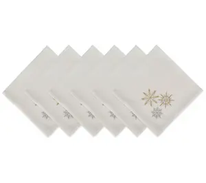 Design Imports Set/6 Sparkle S nowflakes Embro idered Napkins