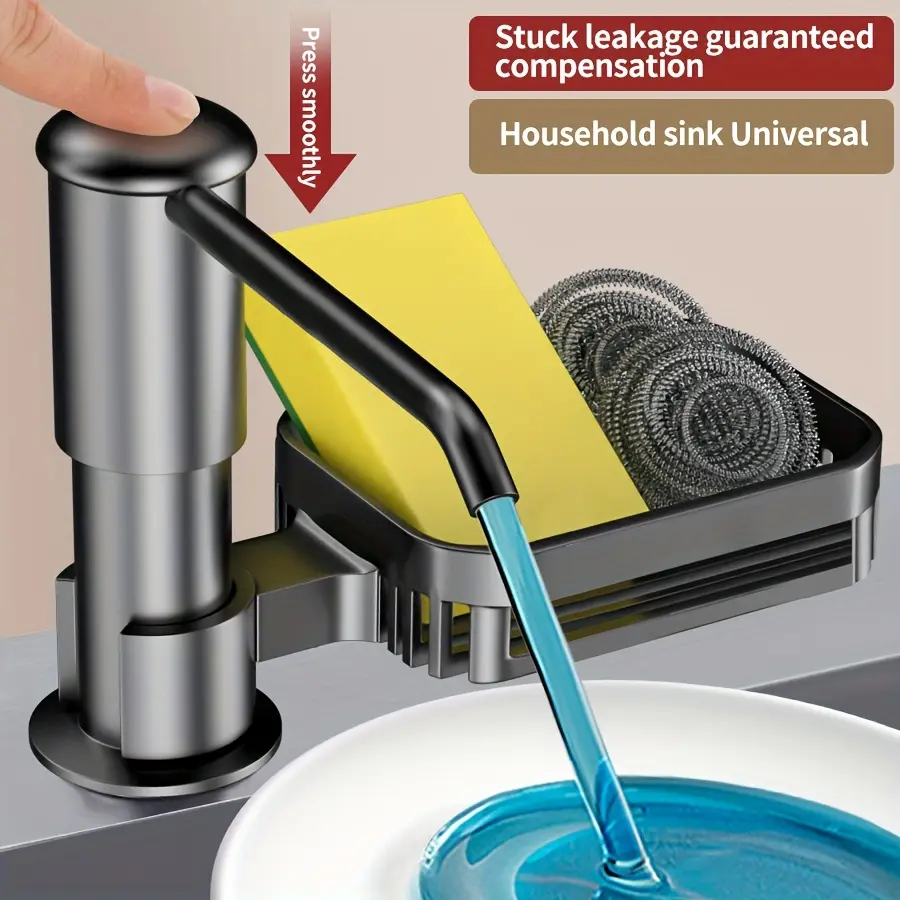 Kitchen Sink Soap Dispenser Extender - Plastic Body, Press-Action, Battery-Free Household Detergent Press for Tidier Sink Organization