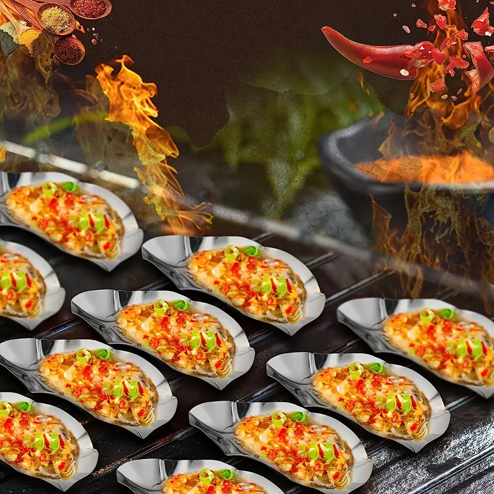 304 Stainless Steel Roast Oyster Shell, Reusable Clam Shell, Suitable for Roast Oyster Shell, for Cooking Silver Oyster Barbecue Shell, Kitchen Metal Oyster Plate, Suitable for Seafood Clams Scallops