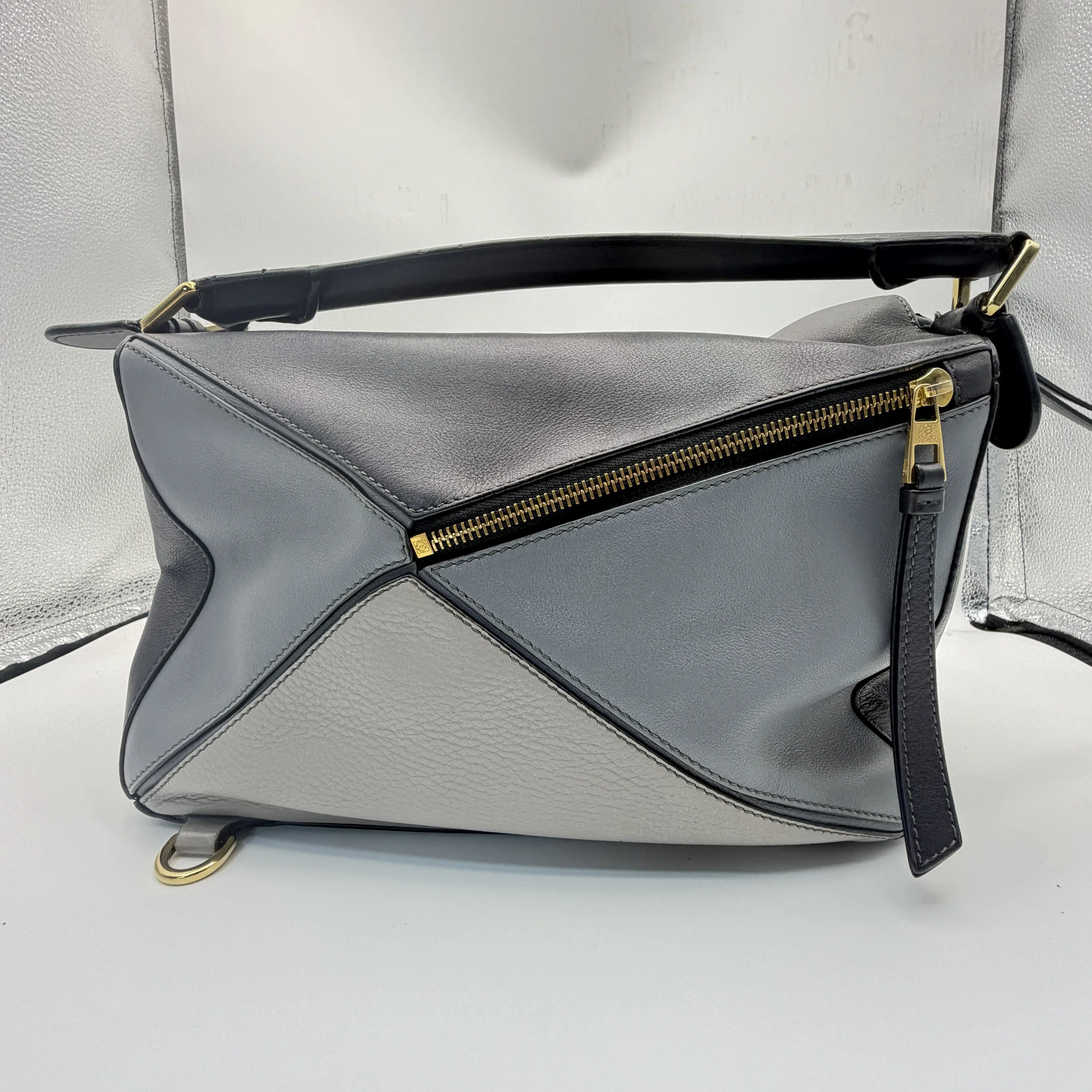 Pre-owned Loewe Puzzle Bag in Grey Black with Gold Hardware