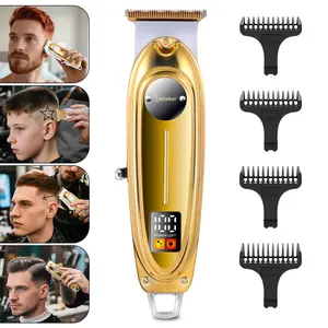 Durable Professional Cordless USB-Powered Electric Hair Clipper Set - Stainless Steel, High Torque, Low Noise, Clean Cut Dry Trimming Kit with Gold Brush, Split End Trimmer for Home, Salon Barber Use (Men, Kids Haircut)