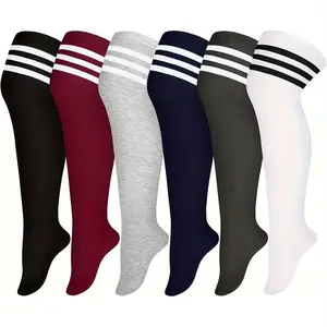 6 Pairs Random Plus Size Thigh High Socks Warm Thigh High Stockings Over the Knee Socks for Women, L-XXL Womenswear Bridal