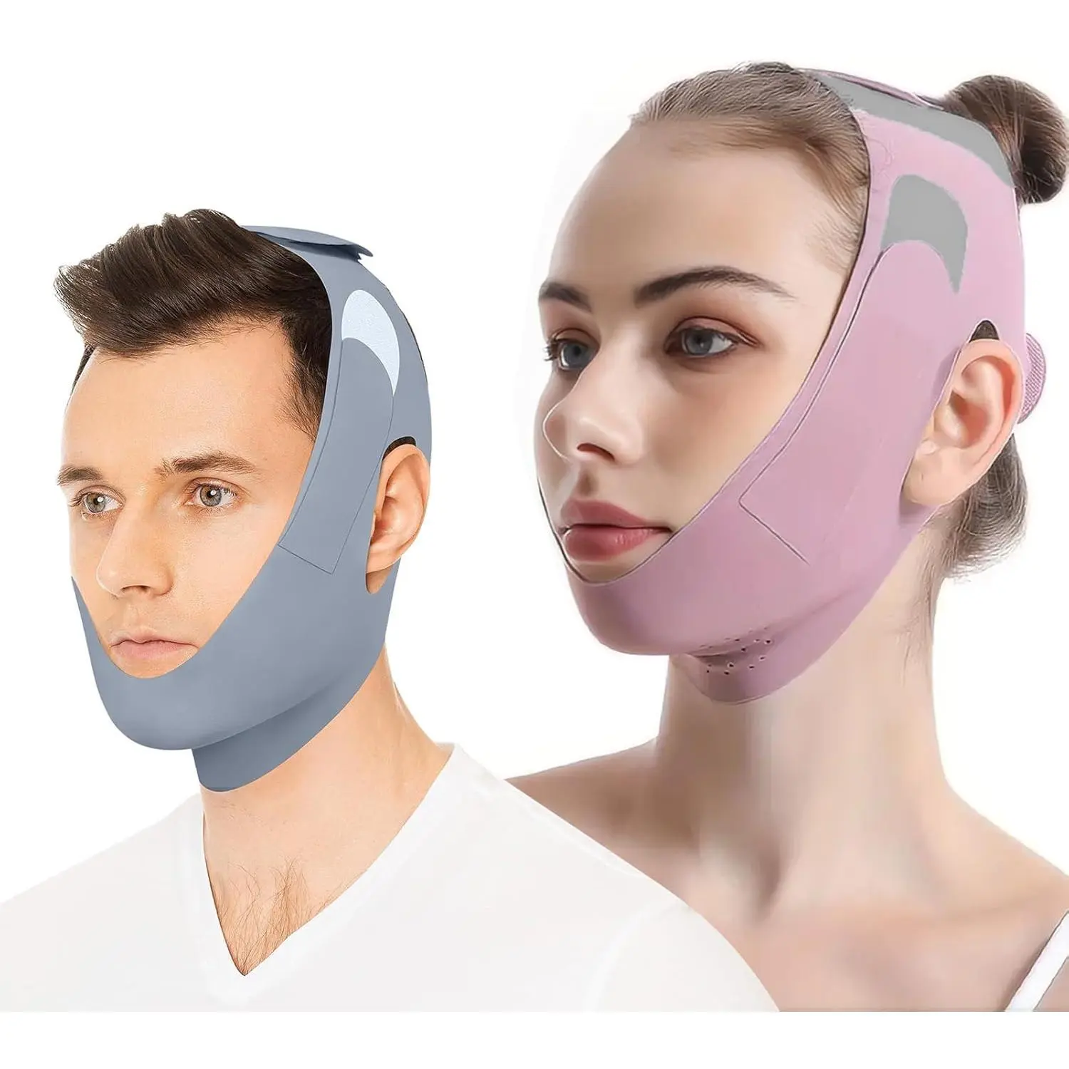 Anti Snore Chin Strap for CPAP Users Snore Stopper with Adjustable Chin Strap for Sleeping Comfortable Stop Snoring Solution Anti Snoring Devices Breathable and Reusable （Two Couple Outfits）