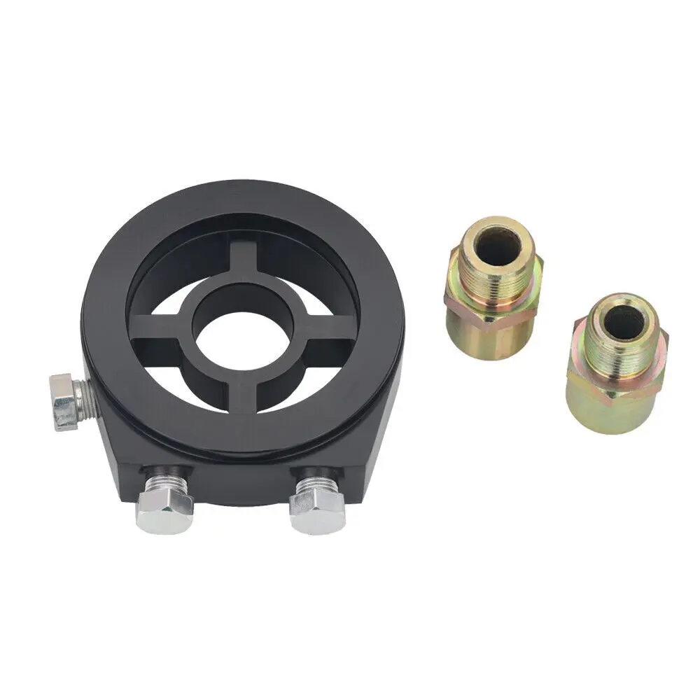 New M20-1.5 Aluminum Sandwich Type Oil/Gauge Filter Adapter Plate Kit, Engine & Transmission Repair Tool for Fiat, Skoda, with Pressure/Temp Oil Sensor Ports, 2 x Adapter Screws, Heavy-Duty Plate, Seat