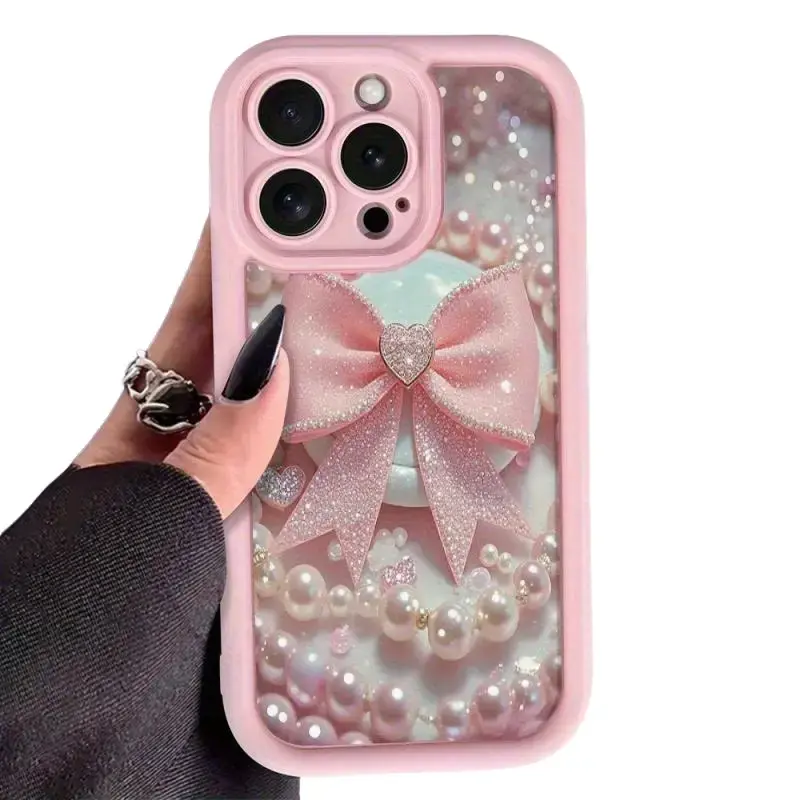 Phone case: Gao Zhu Brick Pattern Bow Knot Thickened Shockproof Phone Case for Apple iPhone 17/16/15/14/13/12/11 Pro Max Plus, X, XR, XS Max