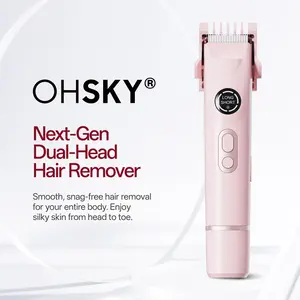 OHSKY 4-in-1 Electric Bikini Trimmer for Women, LED Light, Waterproof IPX7 Electric Shaver– Facial Hair, Eyebrow, Nose, Bikini Line & Body Hair Remover, Painless Grooming Gift