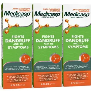 Medicasp Coal Tar Gel Dandruff Shampoo to Treat Seborrheic Dermatitis Psoriasis, 6 Ounce, 3 Pack Haircare