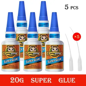 5 Pieces Instant Bonding Professional Clear Super Glue Quick Dry Cyanoacrylate for Plastic Wood Metal Crafts & Daily Household Repair Small Parts Bonding