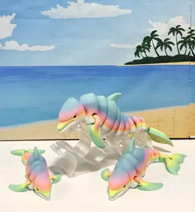 3pcs Articulated Dolphins Full Articulated Flexible Fidget Toy, 3D Printed Sea Animal Creatures, Stress Relief Fidget Toy, Desk Decor - AM-L-PURPLE Colorful Gift
