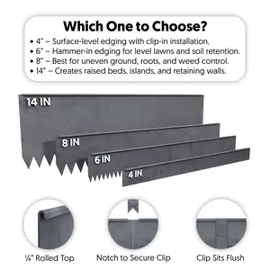 Hammer-In Landscape Edging - Cor-Ten Steel - 4ft Strips - Plus Connector Clips