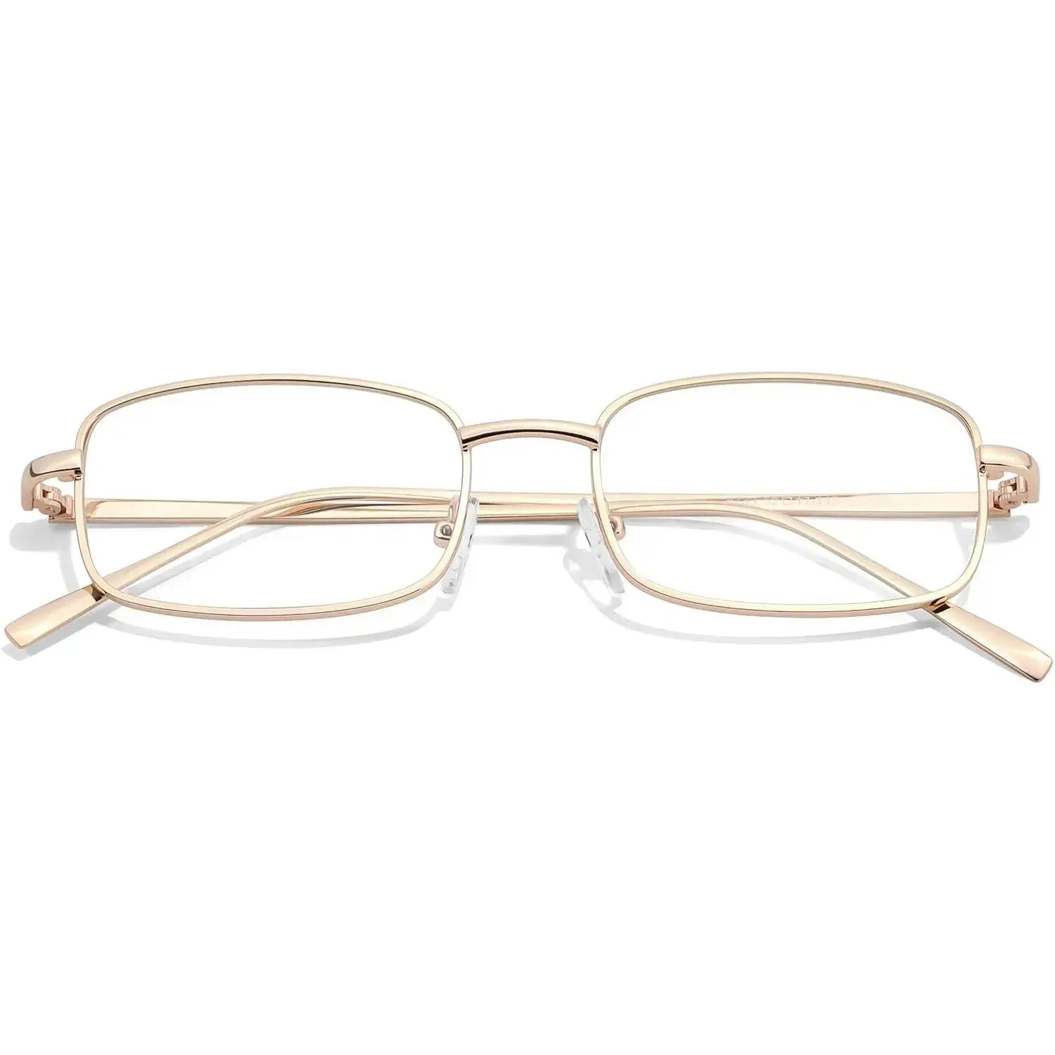 Female Blue Light Blocking Glasses - Polycarbonate Full Rim Metal Frame Rectangle Clear Fake Eyewear, Fashion PC Accessory for Computer, Reading, Daily Outfit
