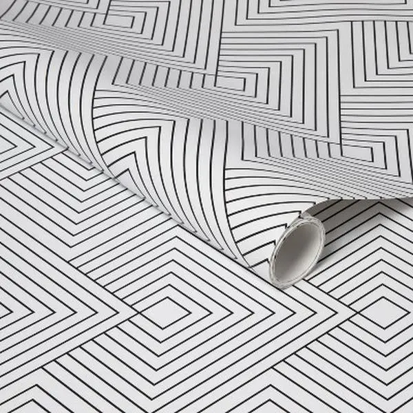 Project 62 Diamonds Gold Navy 198"x20" Peel & Stick Wallpaper Black/White