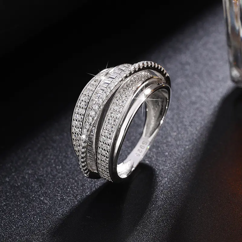 Twist Band Ring – S925 Sterling Silver Dainty Stackable Ring, Minimalist Multi-Layer Wedding Band Promise Ring for Women, Everyday Jewelry Gift for Her