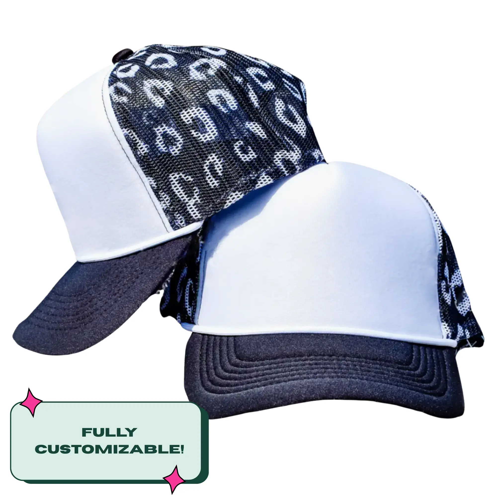 Custom Embroidered Black Leopard Magnetic Ponytail Trucker Hat