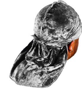Premium Crushed Velvet Grey Durag