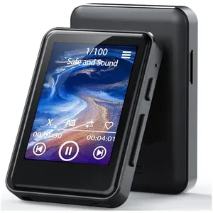 1.8-Inch Plastic ABS Portable MP3 MP4 Player with Bluetooth 5.0, Internal Stereo Speaker, Headphone Compatibility, 128GB SD Card Memory Support, Button-Operated Noise Recording, Clock, Compact Digital Audio Video Player (Screen-Included)