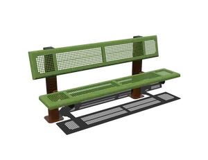 B6WBPERFD4  8' Perforated Double 4-4 Bench with Back In-Ground Mount