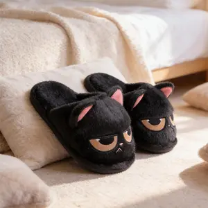 Grumpy Cat Plush Slippers for Women | Cute Animal Design Home Footwear | Cozy Indoor Footwear