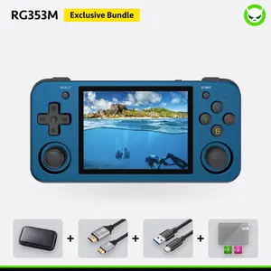 Anbernic RG353M【Buy 1 Get 1 Projection Cable+1 Fancy Case+1 Screen Protector+1 Type-C Cable 】Aluminum Alloy CNC Process Dual OS Android 11 Linux System Support 5G WiFi 4.2 Bluetooth Touch Screen 640*480 3.5-inch IPS Screen Ready to Use