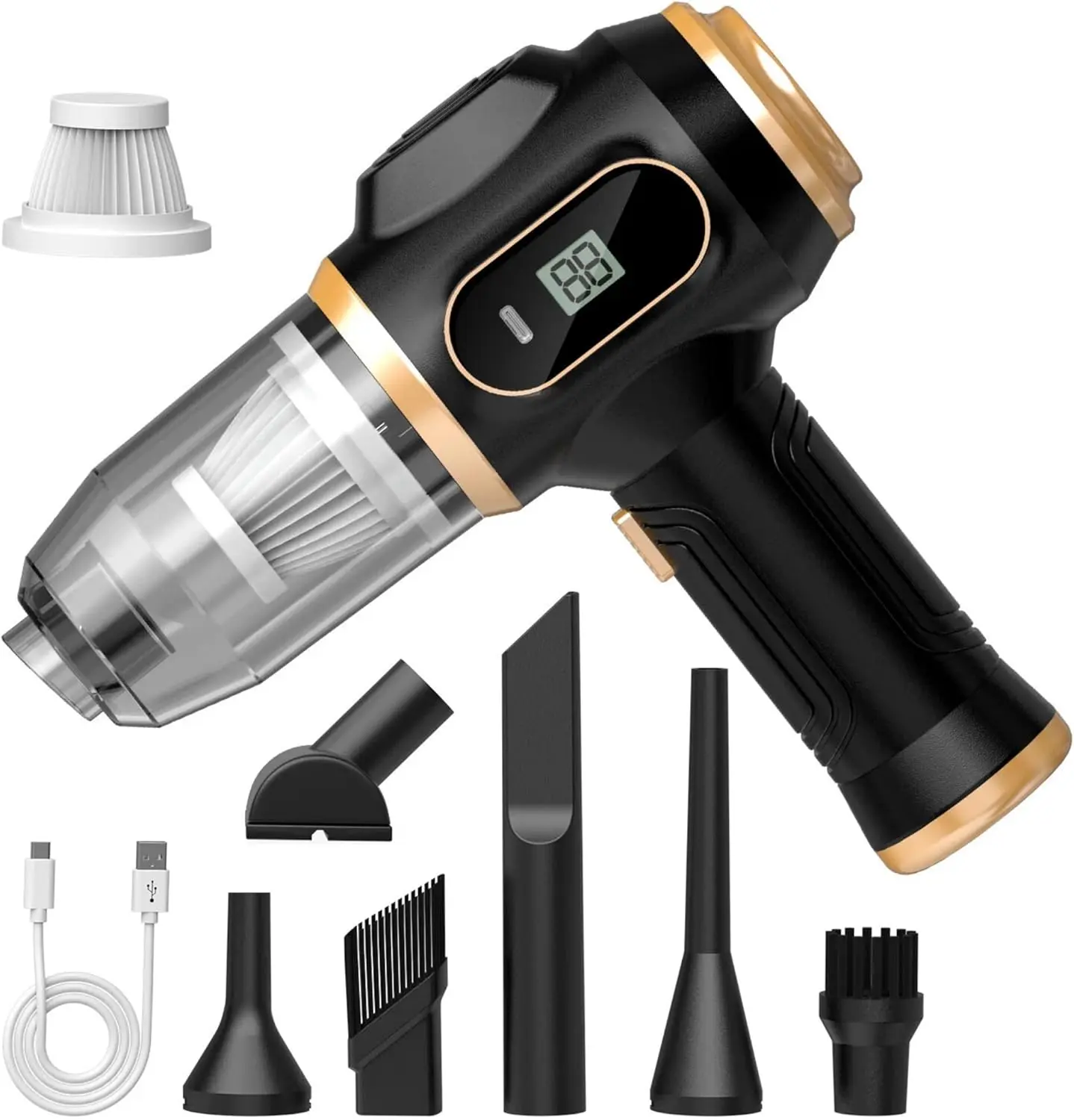 High-Power Mini Lightweight Powerful Handheld Cordless Rechargeable Vacuum Cleaner with LCD Screen, Various Nozzles, Ideal for Car Interior Detailing, Pet Hair & Sofa Cleaning, Lightweight Handheld Vacuum, Powerful Handheld Vacuum