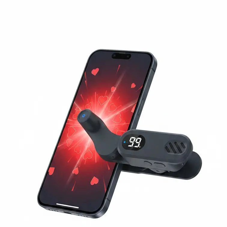 Clip-on phone auto clicker with digital display, silent fast tapping device, mini clip auto clicker for all cell phones, continuous digital speed display, livestream heart auto tap tool, adjustable speed screen clicker