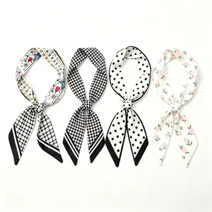 KALIDI 4Pcs Fashion Scarves for Women, Multifunctional Boho Scarves Headbands Satin Scarf for Bag Hair Accessories