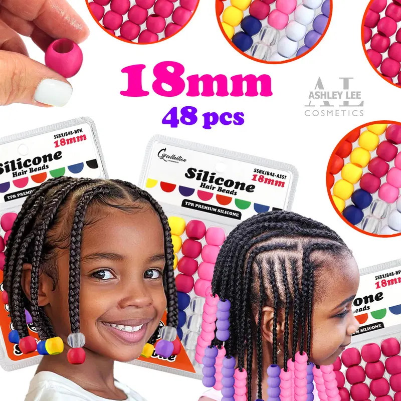 Pink Jumbo Beads Hair Knocker Scrunchie Balls – Ponytail Holders With Beads
