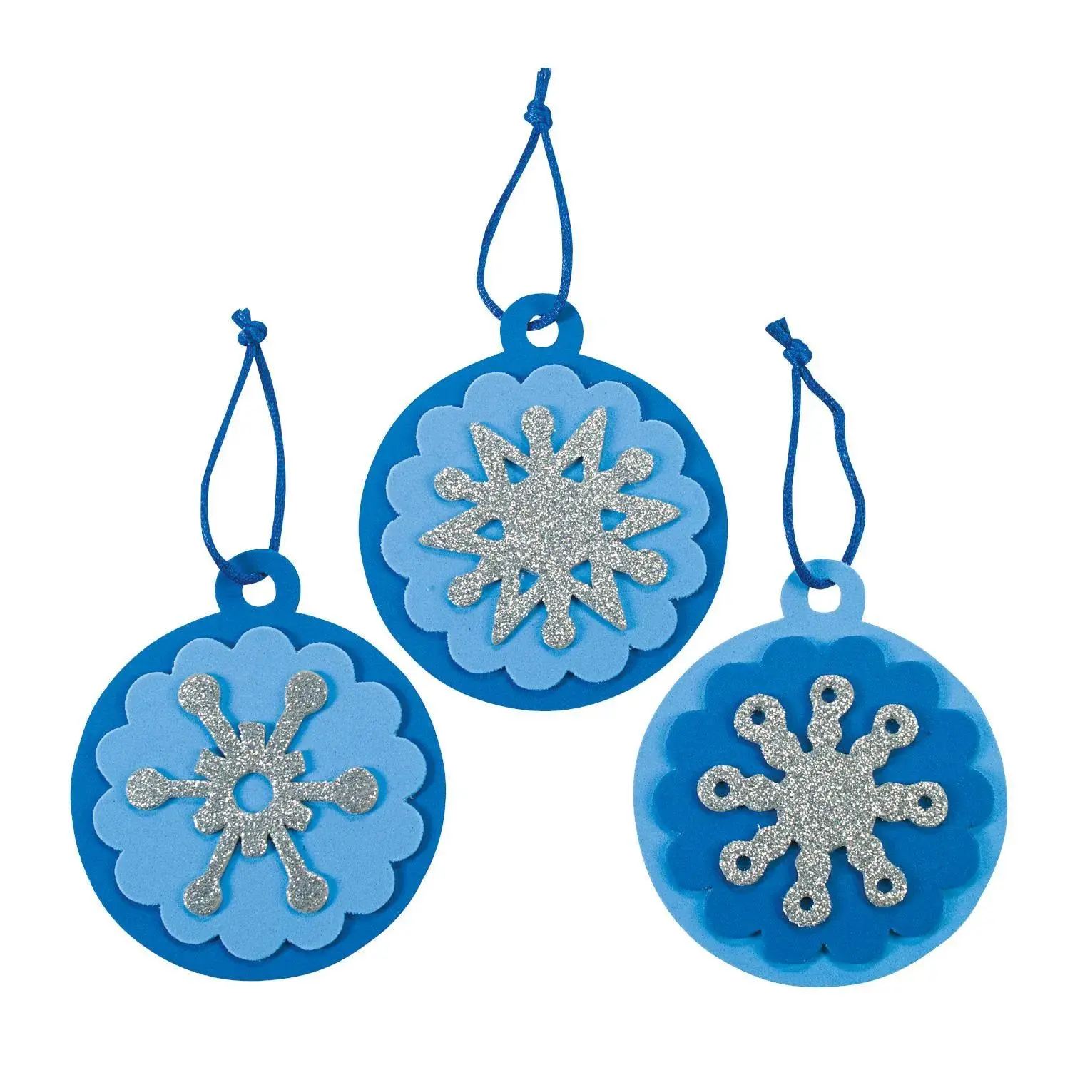 4" Round Snowflake Christmas Ornament Foam Craft Kit - Makes 12
