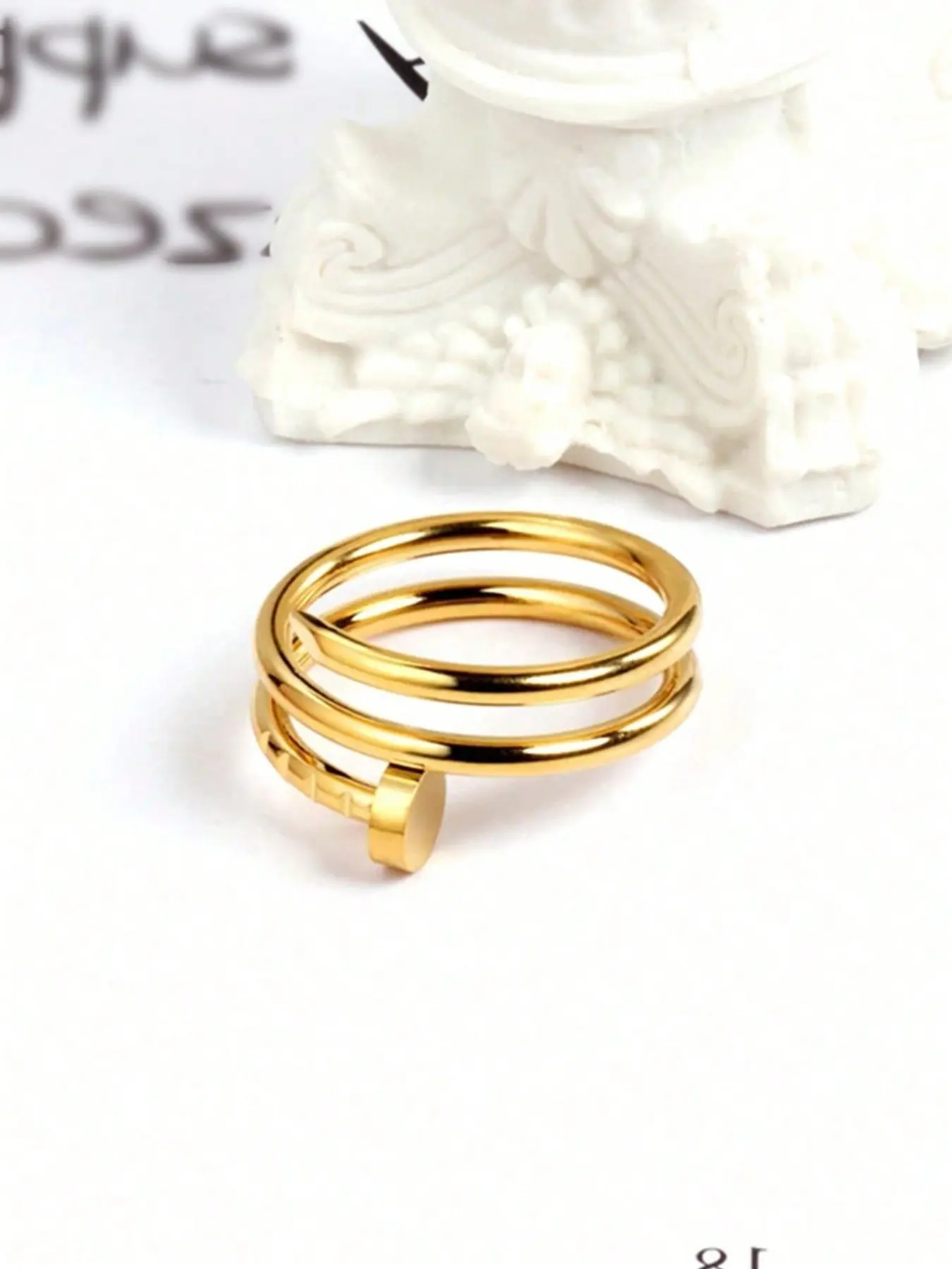 Women's Stainless Steel Adjustable Nail Ring, Geometric Rings, Casual Geometric Design, Perfect for Daily Wear, Party, Gift for Valentine's Day