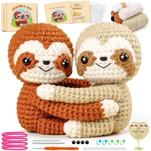 Crochet Kit for Beginners & Adults, Hug Sloths Crochet Animal Kit, Emotional Positive Support DIY Craft Crochet Gift for Birthday Valentine's Day Christmas