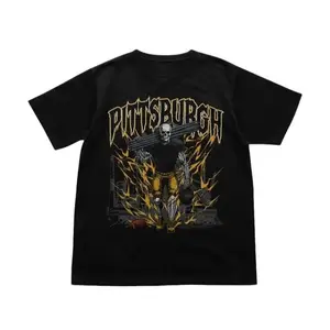 Pittsburgh Football T-Shirt, Panthers Football Tee, Vintage Graphic Tee, Skeleton Football Shirt, Football Merch, Gift for Fans Football