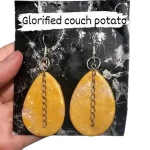 Hidden Food Jewelry, Glorified Couch Potato Earrings