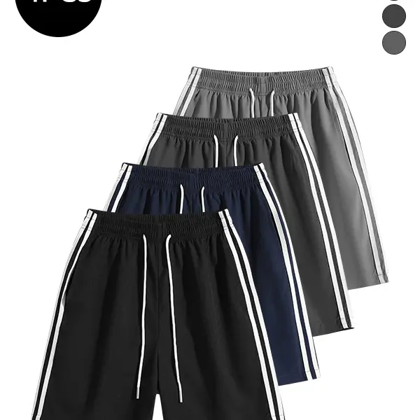 4-Pack Men’s Summer Straight-Leg Striped Shorts – Knee-Length, Trendy High-Street Street Style, Versatile Loose Casual Fitness Running Shorts for Men