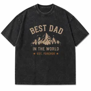 Best Dad In The World Vintage Washed T-Shirt – Heavyweight Oversized Graphic Tee for Father’s Day Casual Streetwear