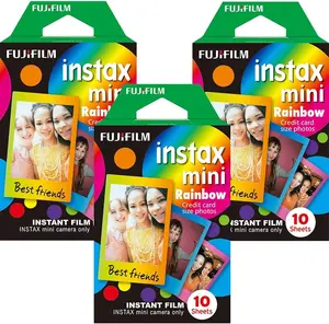 Fujifilm Instax Mini Instant Multi Colored Film, 10 Sheets, (3 Pack Value Set)... (Rainbow)