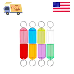 20 Pack Tough Plastic Key Tags with Split Ring Label Window, Assorted Colors