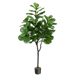 6ft Potted Faux Fiddle Leaf Fig Tree (Ficus Lyrata), Artificial Plant with 86 Leaves & Dried Moss, Stylish Indoor Decor for Home Office Porch