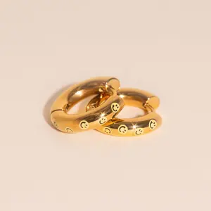 Smiley Chunky Rounded Huggie Hoop Earrings