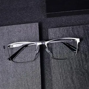 Men's High-Quality Full Rim Square Frame Metal Reading Glasses Blue Light Blocking Photochromic Presbyopic Eyeglasses +1.0 to +4.0 Strength for Clear Vision