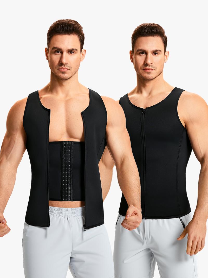 【Nebility】Men's  Waist Trainer Trimmer Compression Vest Steel Bone Support  Outdoor Sport Exercise Athletic Shapewear Fitness Zipper