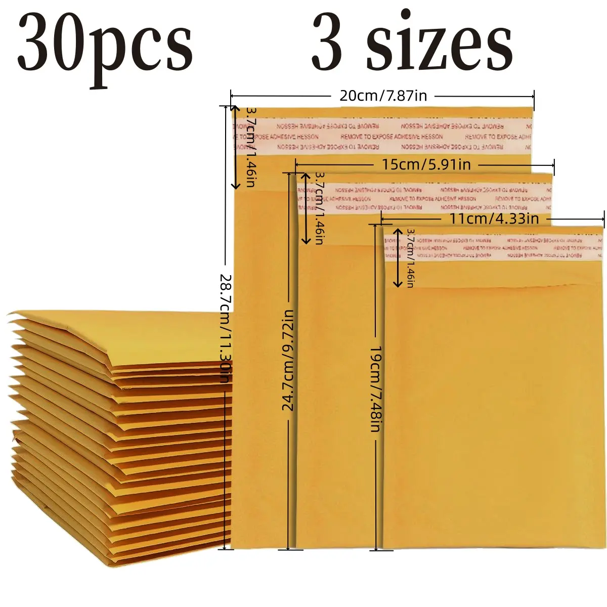 30 Pcs Kraft Bubble Envelopes, Mailing Envelopes, Bubble Mailers, Small Medium Shipping Bags, Padded Envelope, Self-Adhesive Tear-Resistant, Strong Adhesion Soft Padding, Jewelry Cosmetics