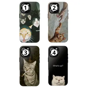 Fashion Cat Gang Phone Case, Trendy Cat Meme Phone Case, Premium Case For iPhone 7 To 17 Pro Max, Tough And Magsafe Phone Case, Girly Case, Funny Cat Case