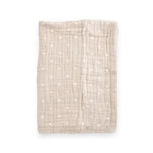 Cotton Muslin Baby Quilt - Taupe Cross