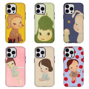 Iconic Y-Yoshitomo Nara Cute Girl Phone Case Japanese Contemporary Art Aest Compatible for iPhone 17 16 15 14 13 12 11 and for Samsung S21-S25 Ideal Gift for Nara Stans