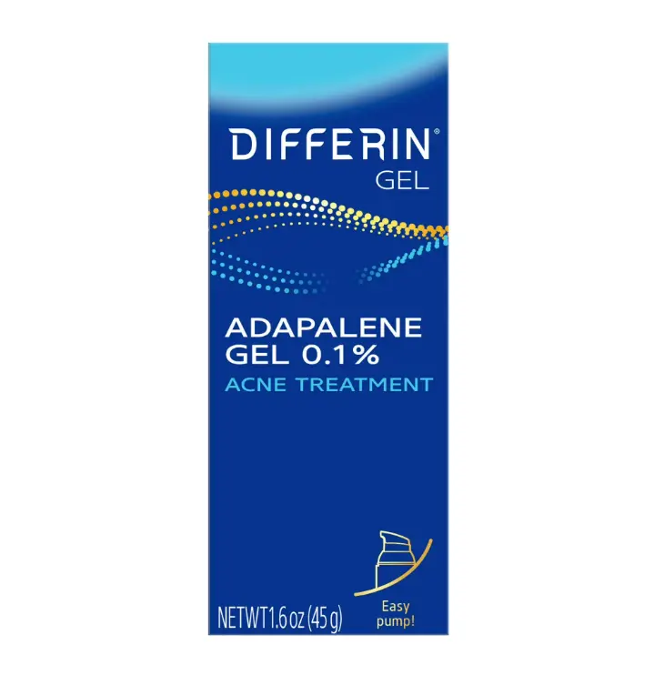 Differin Acne Treatment Gel with 0.1% Adapalene, Prescription-Strength Retinoid Clears & Prevents Acne, Fragrance-Free, 1.6 oz (45g) Pump ​