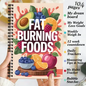 1-pack Weight Loss Fitness Journal - Beginner fitness plan book, includes daily diet records, progress tracking and fat-burning meal plans - Portable goal-setting manual, suitable for home workouts, walking exercises, and weight loss programs (size 14.5x2