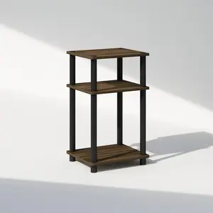 JUST Night Stand, 3-Tier Turn-N-Tube Nightstand, Toolless Bedside Table, End Table, Side Table with Open Storage for Bedroom, Living Room, Columbia Walnut