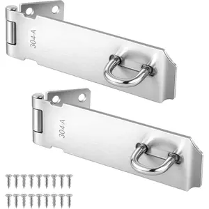 2 count Door Locks Hasp Latch, 5 Inch Stainless Steel Safety Packlock Clasp, Extra Thick Hinge Lock with Screws, Brushed Finish, for Gate, Cabinet, Closet, Shed (5 INCH)