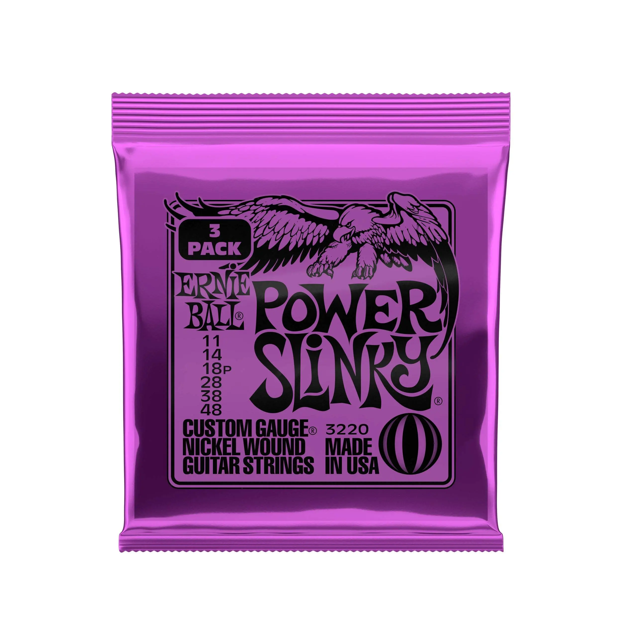 Ernie Ball Power Slinky Nickel Wound Electric Guitar Strings 3 Pack 11-48 Gauge Ernie Ball Power Slinky Nickel Wound Electric Guitar Strings 3 Pack 11-48 Gauge