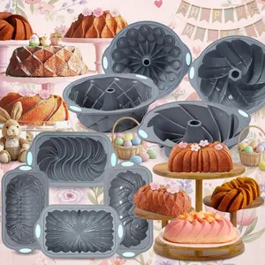 8/4 Pieces，Set of Silicone Grooved Cake Molds  Silicone Bread Molds, Non-Stick Baking Molds, suitable for cakes, bread, jellies, meatloaf, and more.” Key features include the set design, Mother's Day Gifts，SummerVibes